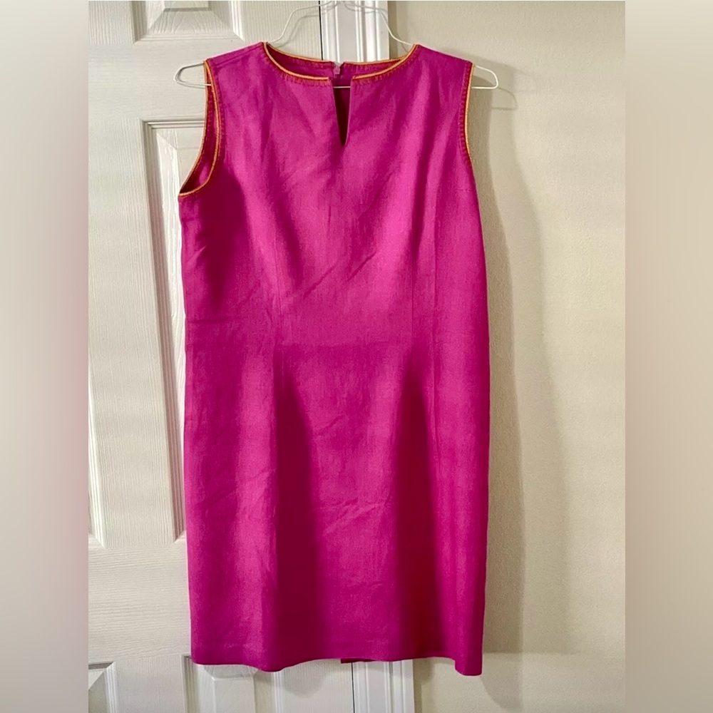 Coldwater Creek Women’s Pink Linen Blend Sheath Shift Dress Sz 8P spring summer